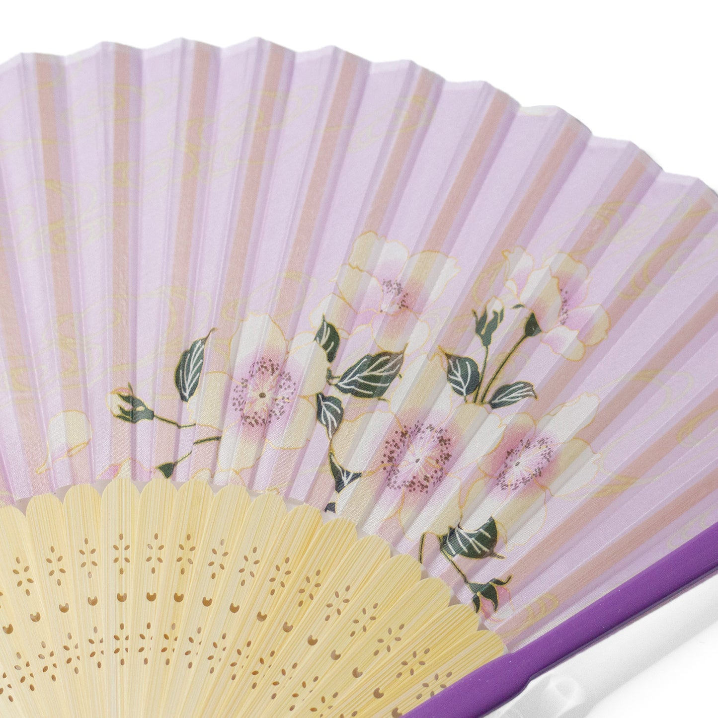 シルク扇子 親骨塗いちご草 Silk Fan Strawberry grass