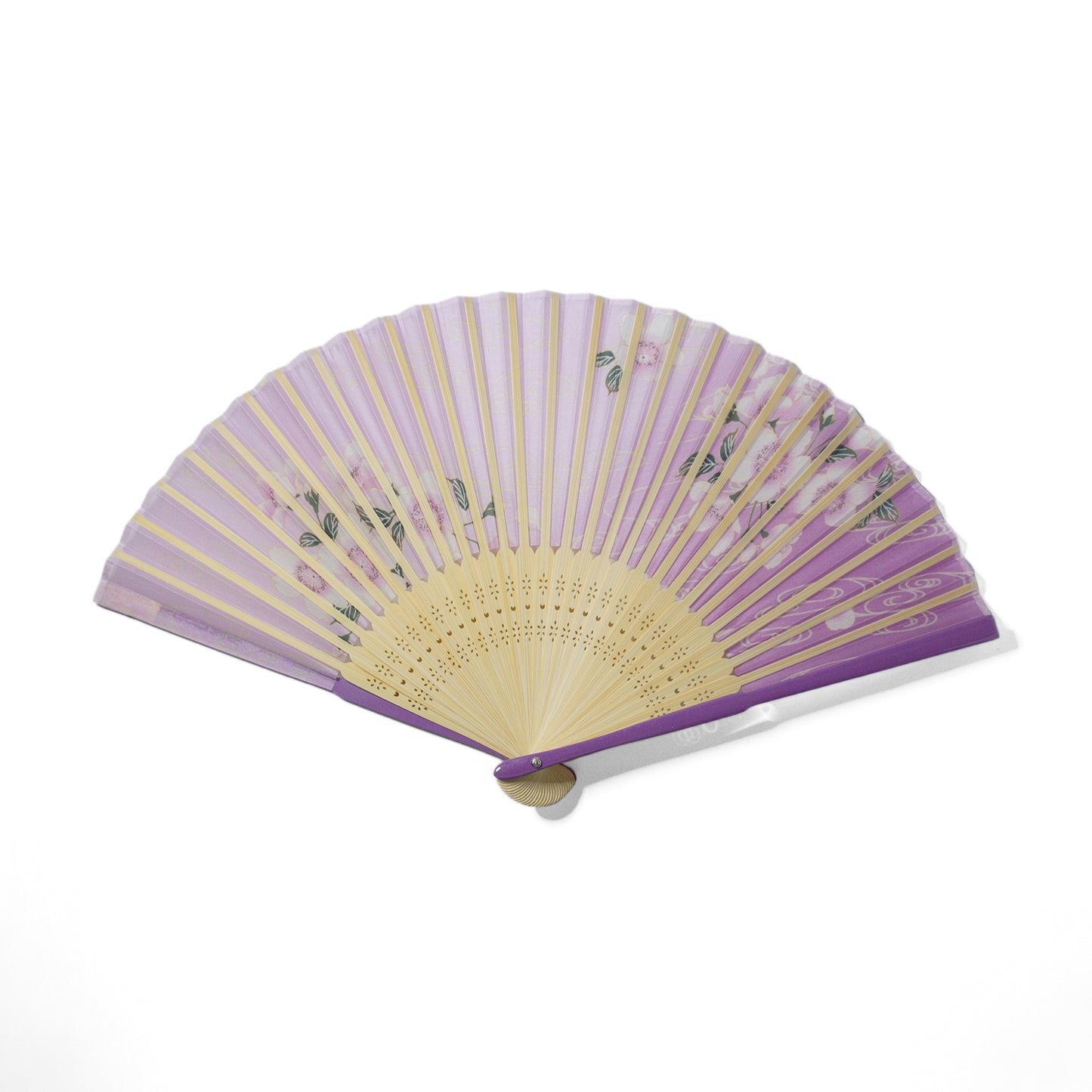 シルク扇子 親骨塗いちご草 Silk Fan Strawberry grass