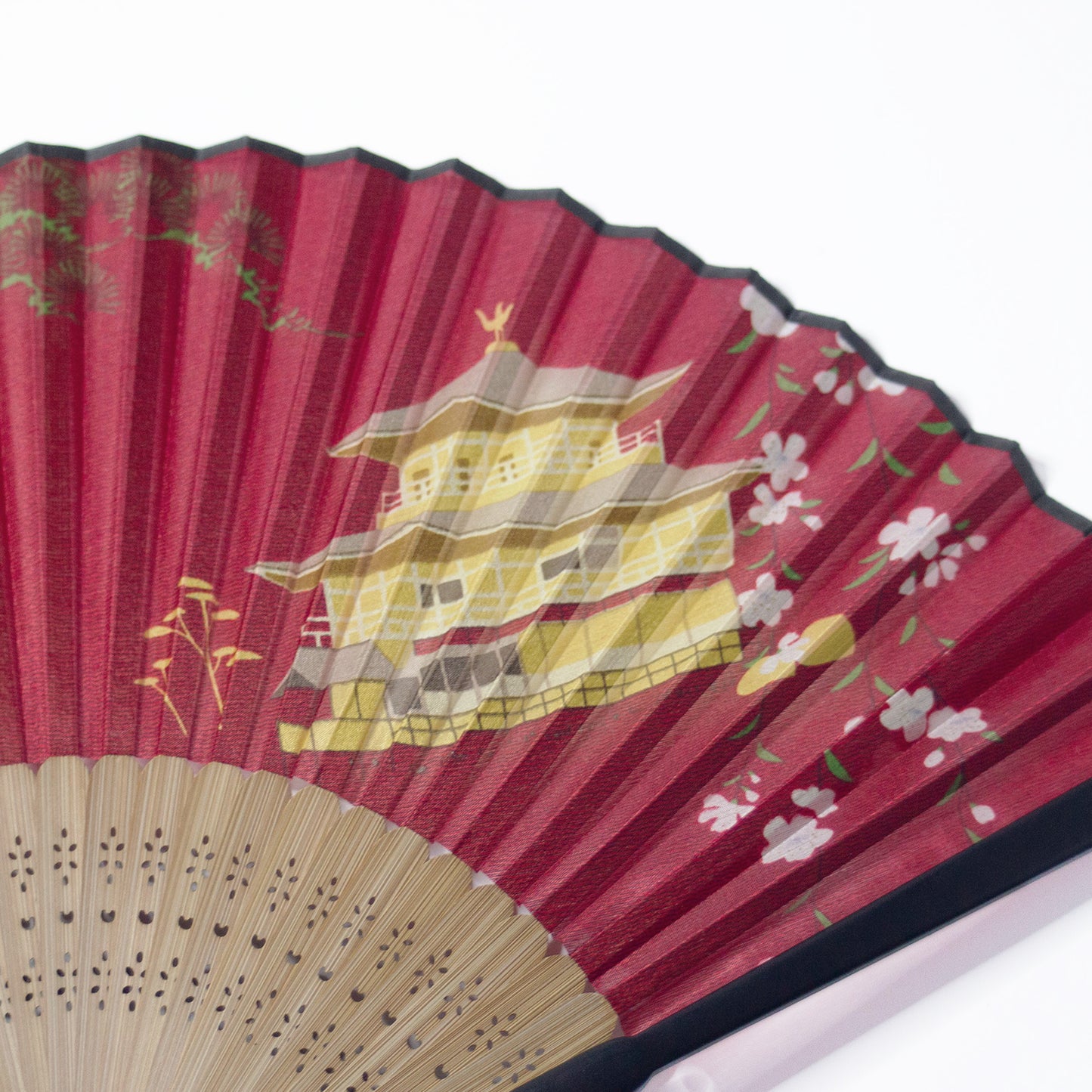 シルク扇子 金閣寺 舞妓はん Silk Fan Kinkakuji Maiko