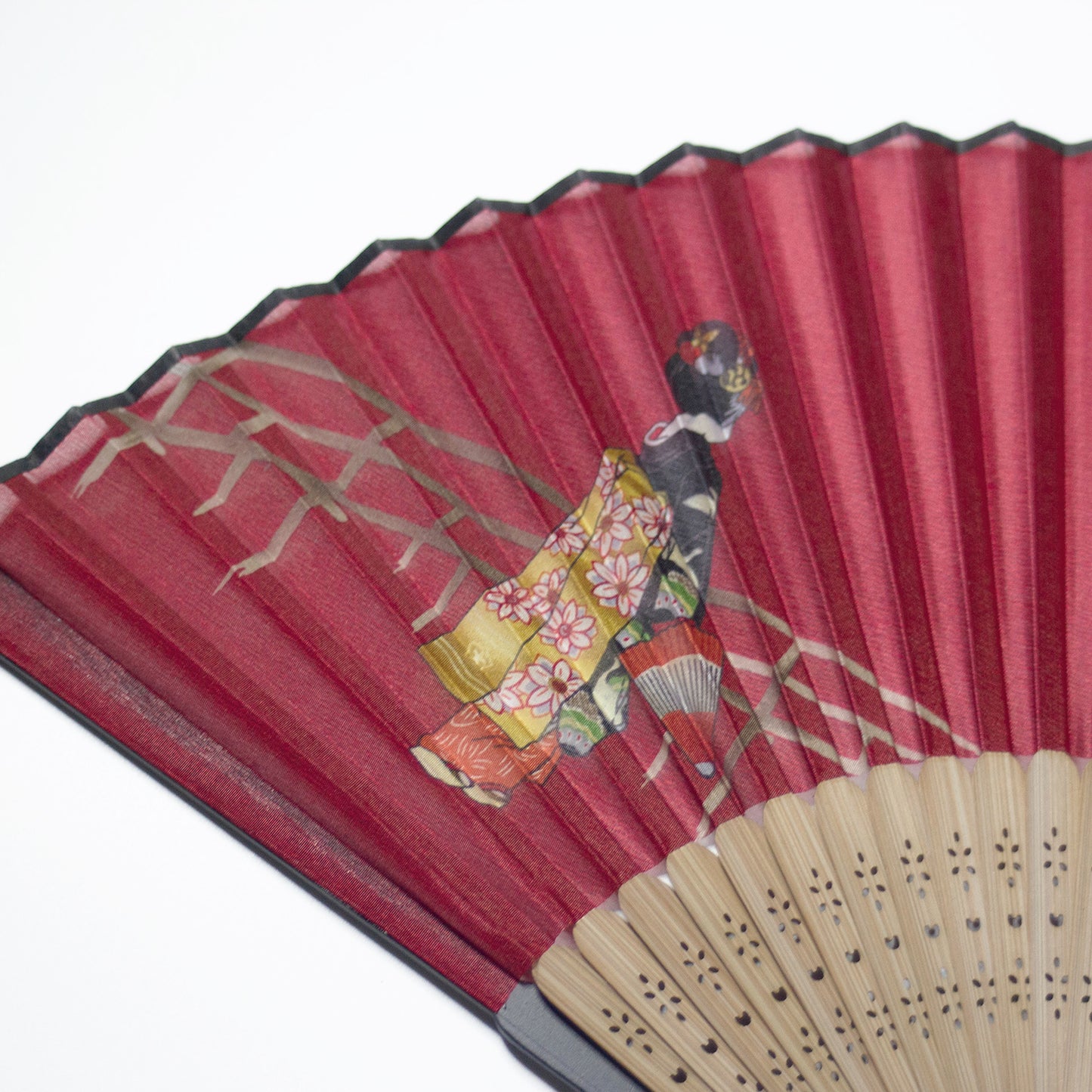 シルク扇子 金閣寺 舞妓はん Silk Fan Kinkakuji Maiko