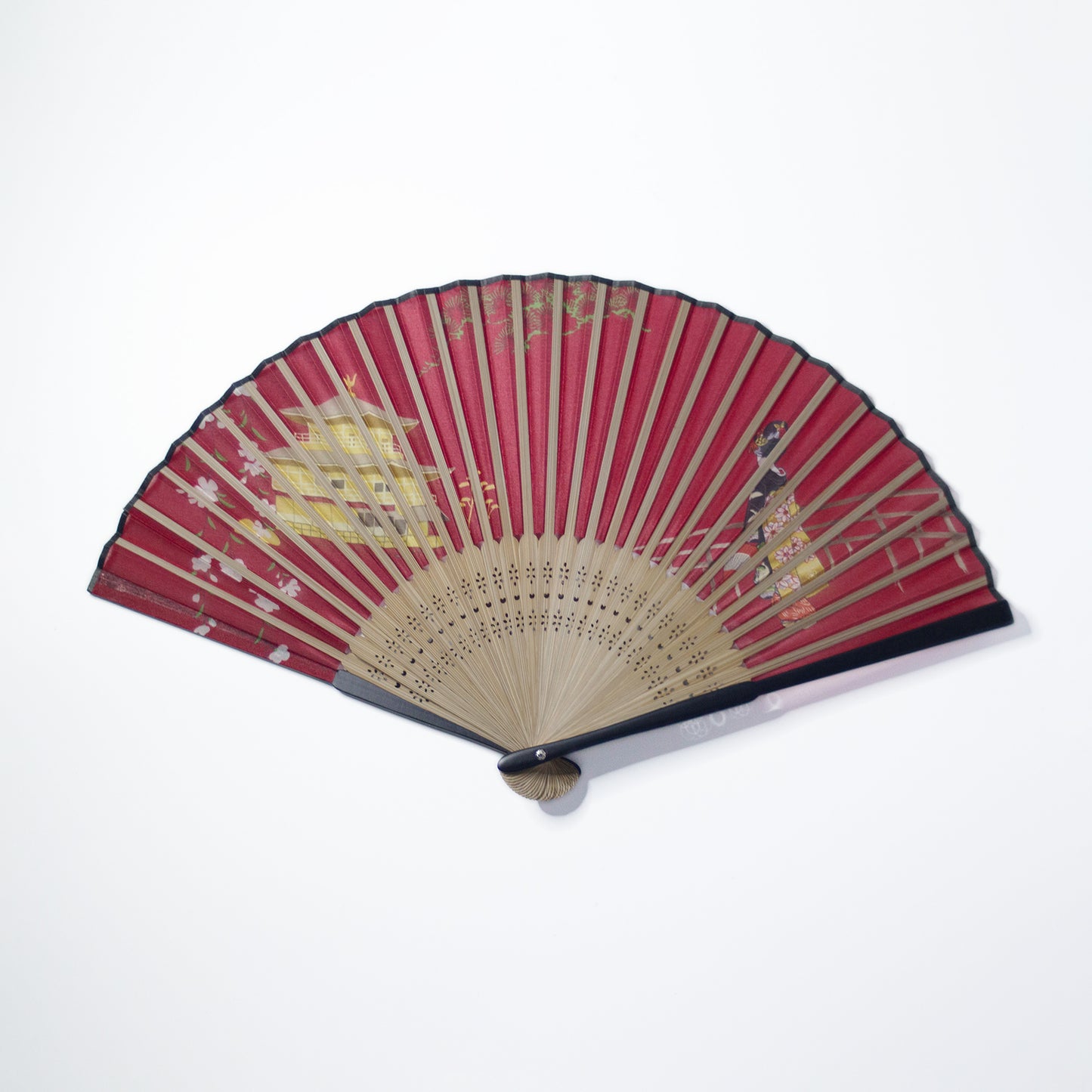 シルク扇子 金閣寺 舞妓はん Silk Fan Kinkakuji Maiko