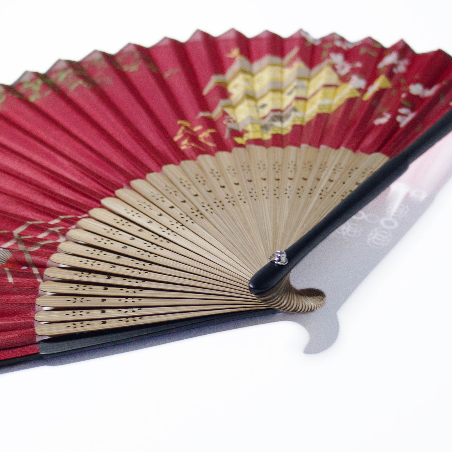 シルク扇子 金閣寺 舞妓はん Silk Fan Kinkakuji Maiko