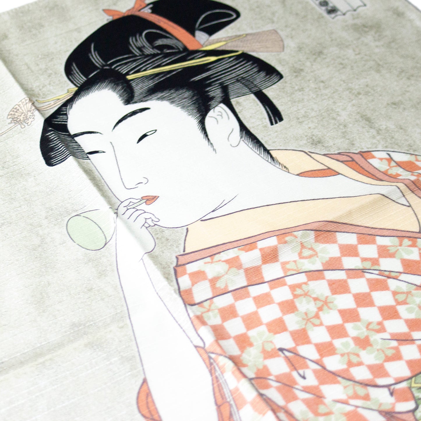 浮世絵風呂敷 ビードロを吹く女　Ukiyo-e furoshiki Woman blowing a vidro