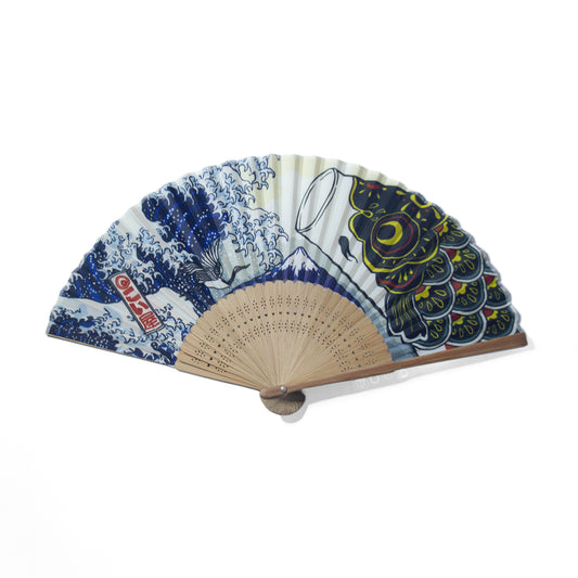 プリント扇子 冨嶽鯉　Printed Fan Fujitake carp